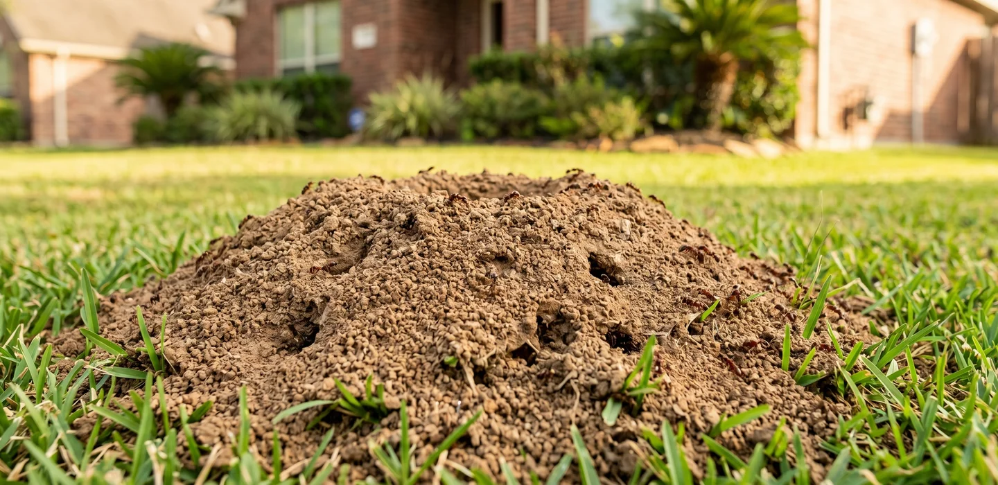 Pest technician sealing a foundation utility penetration in a Deer Park TX home to block cockroach migration from an adjacent drainage channel